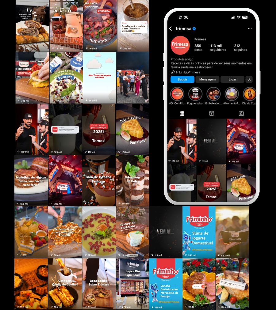 Conteúdo produzido para a Frimesa — resultados e perfil oficial